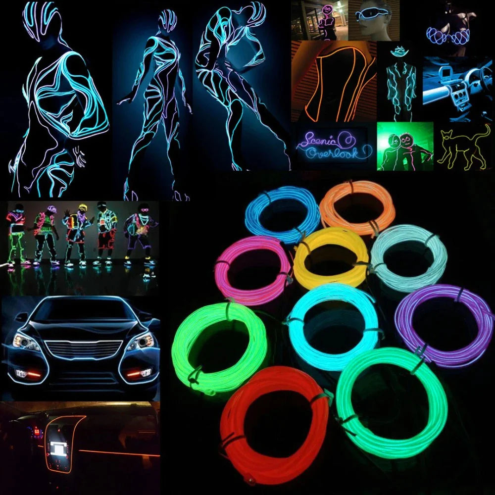 Neon LED EL Wire – Flexible Glow Strip for Cars &amp;amp; Home Decor