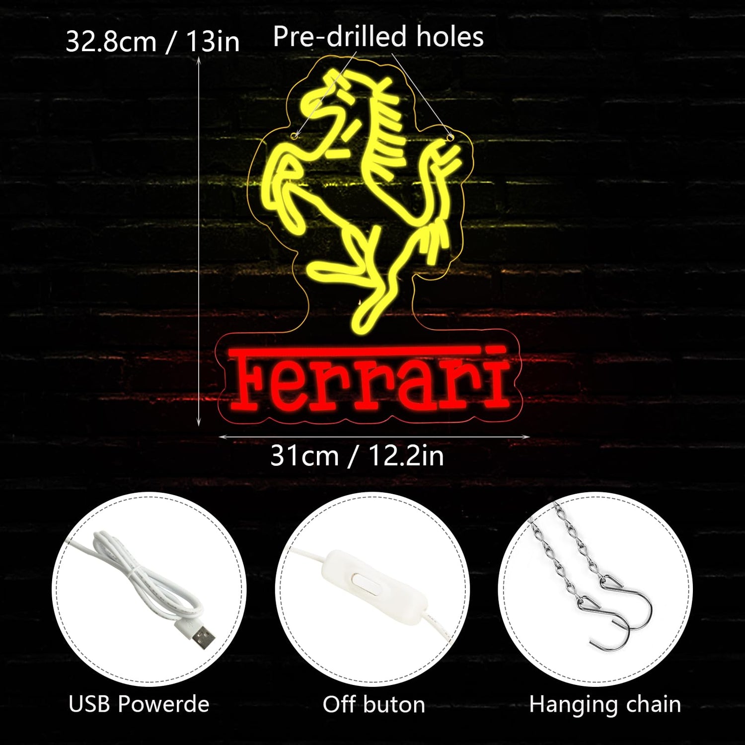 Ferrari Logo Neon Sign – Ultimate Garage &amp;amp; Man Cave Decor