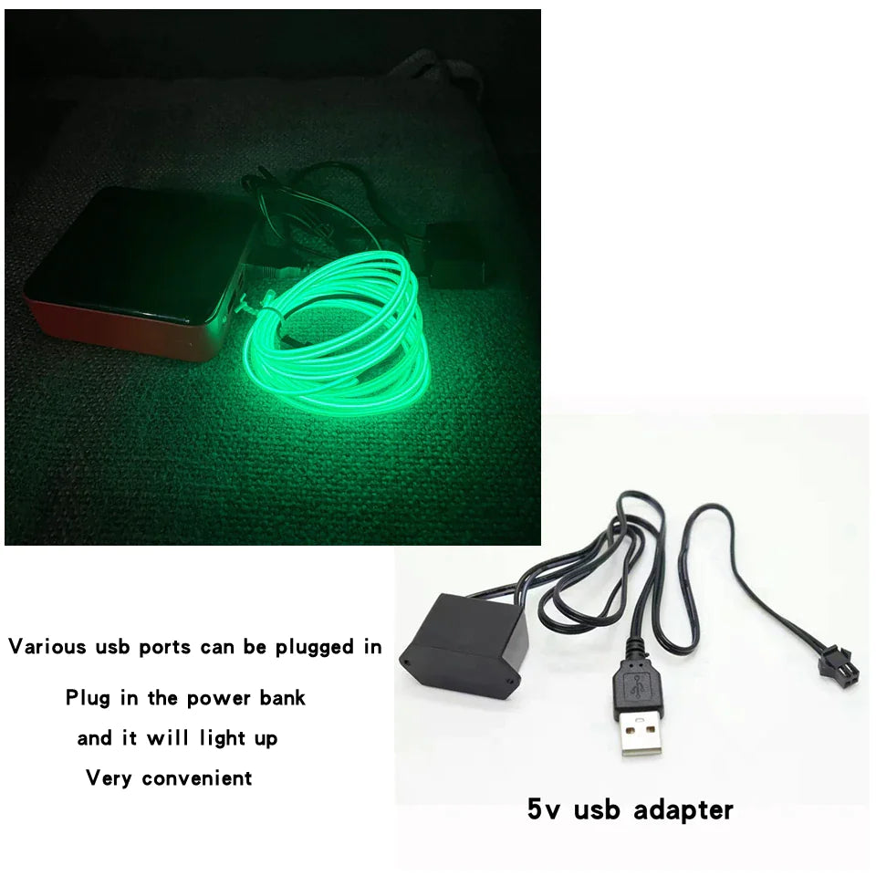 Neon LED EL Wire – Flexible Glow Strip for Cars &amp;amp; Home Decor