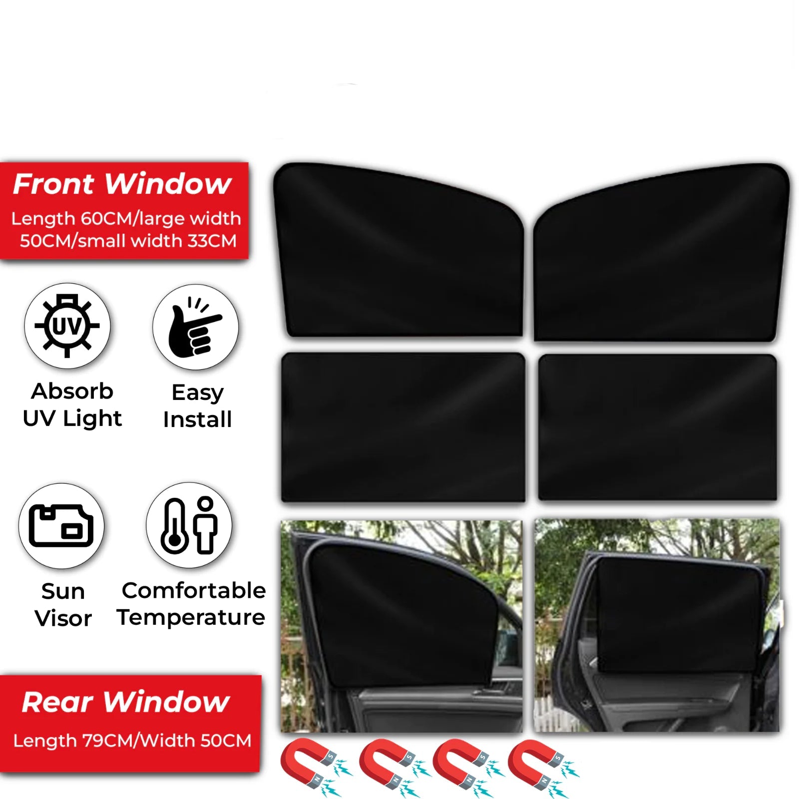 UV-Blocker Magnetic Car Window Mesh Shades