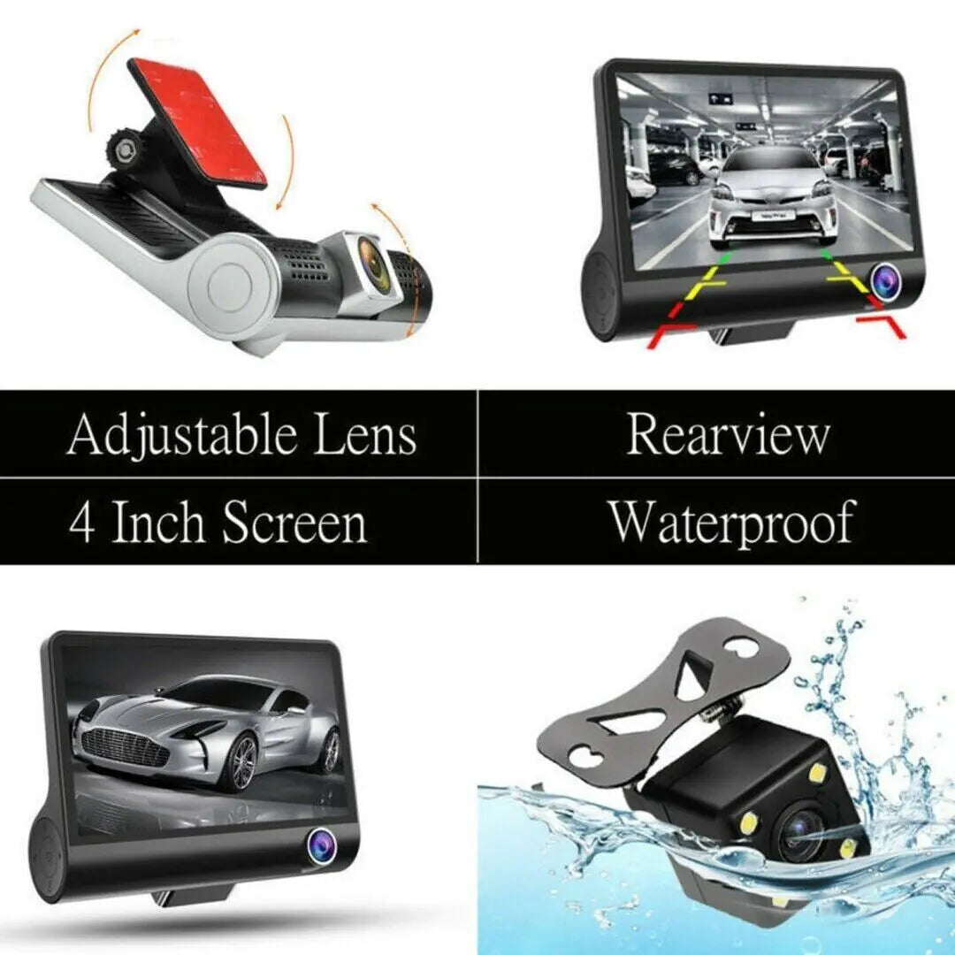 HD Car DVR Rearview Video Dash Cam Recorder 1080P 4&quot; Dual Lens