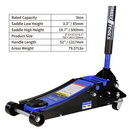 3-Ton Dual Piston Hydraulic Car Jack