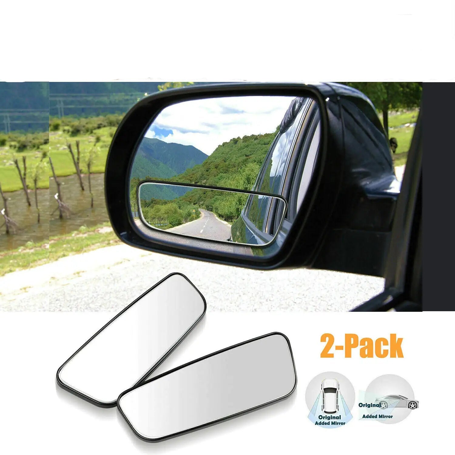 Stick-On Blind Spot Mirrors – Wide Angle Rear View for Cars, Trucks &amp; SUVs