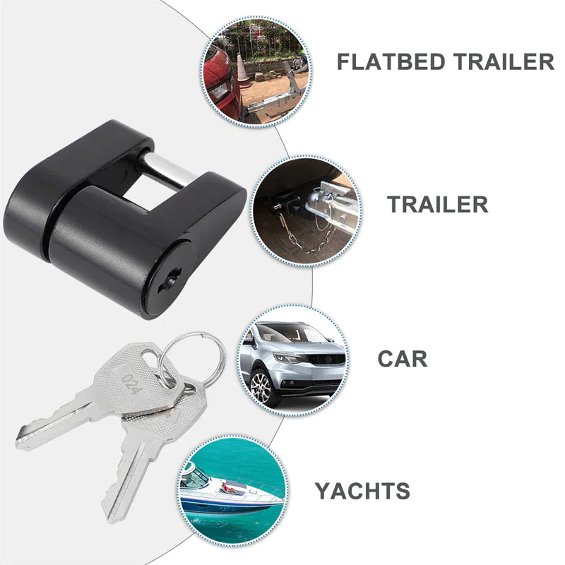 Heavy-Duty Trailer Hitch Coupler Lock  for RV, Boat, Truck, and Car Towing